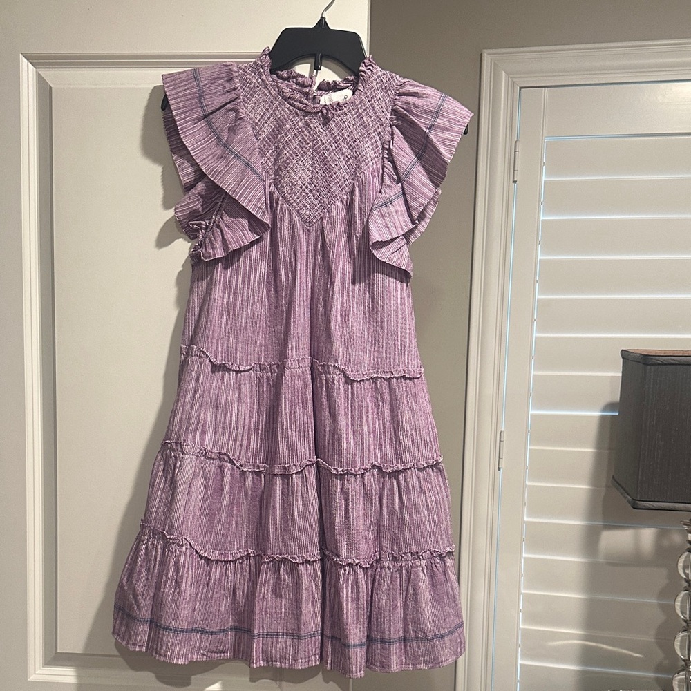 SAYLOR Purple Smocked Tiered Mini Dress